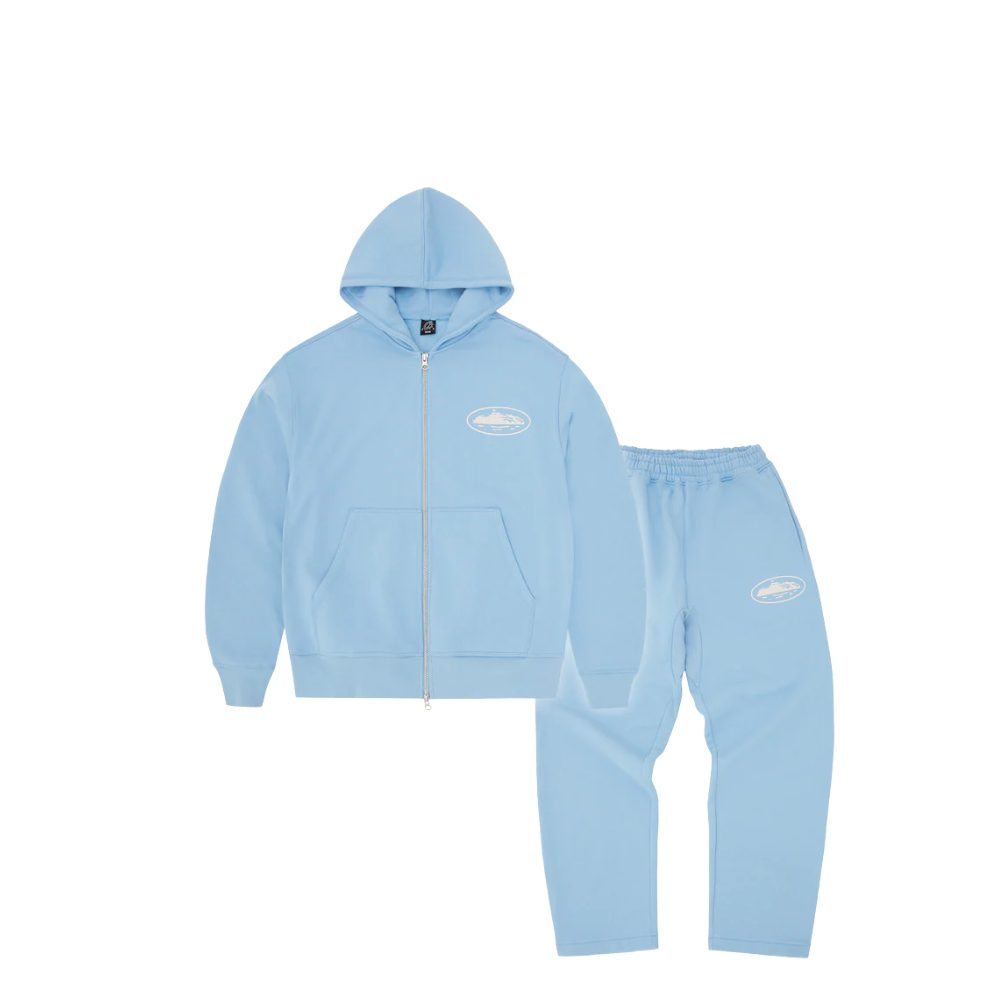 Corteiz Island Puff Print Tracksuit Baby Blue