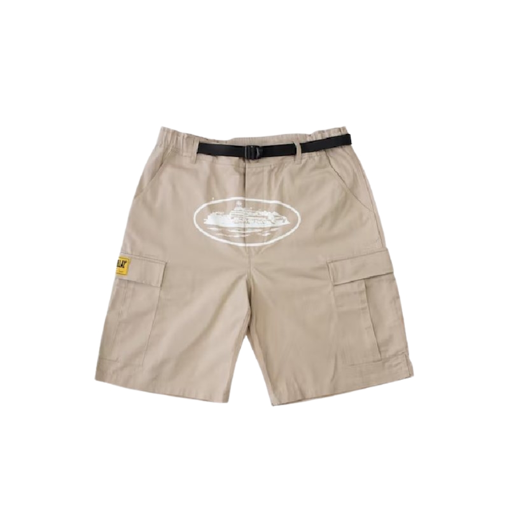 Corteiz Alcatraz Cargo Shorts Beige